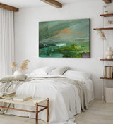 Paul Sinus Wandbild 120x80cm Grüne Farben Abstrakt Kunstvoll Spachtelstruktur Modern