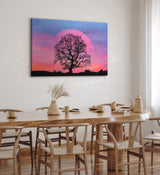 Paul Sinus Wandbild 120x80cm Baum Vollmond Nacht Fantasievoll Vögel Rosa