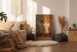 Paul Sinus Wandbild in 40x60cm The Kiss of Seasons kunstvolles Porträt zweier Gesichter in herbstlichen und grünen Blättern