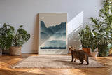 Paul Sinus Kunstdruck 40x60cm Into the Mist mit nebelverhangenen Bergen und Vogelschwarm