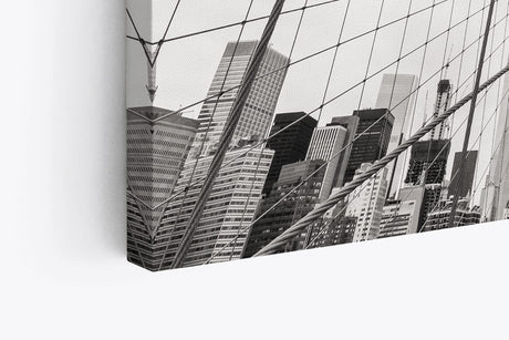 Paul Sinus Wandbild 120x80cm New York Manhattan Wolkenkratzer Brooklyn Bridge Grau