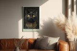 Paul Sinus Wandbild in 40x60cm The Oracle Cat mit schwarzer Katze und goldenen Augen vor ornamentalem Hintergrund für edle Wandgestaltung