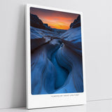 Paul Sinus Leinwandbild 60x90cm Carved by Frost and Time – Eislandschaft, Naturwunder, Gletscher, Felsen, Sonnenuntergang, Eisformationen, Kälte
