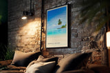 Paul Sinus Kunstdruck 40x60cm Tropical Escape mit Palmenstrand und türkisblauem Meer in der Karibik