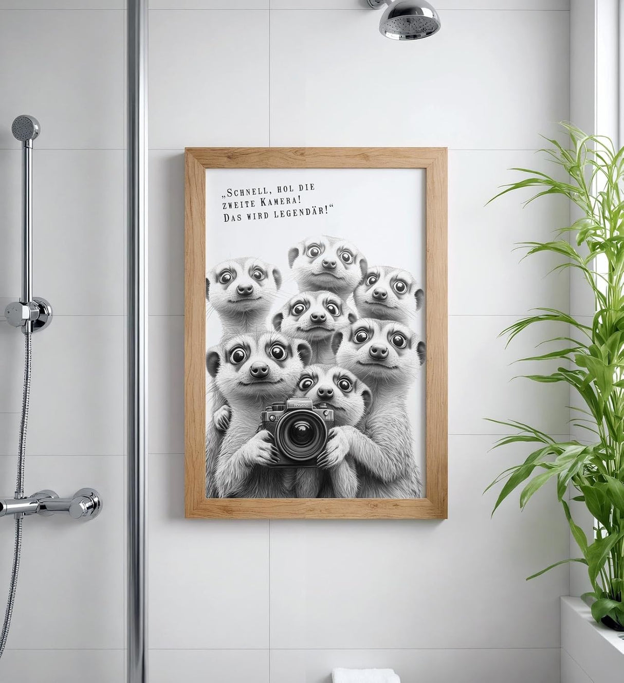 Paul Sinus Poster/Leinwandbild/Rahmenoption Lustiges Erdmännchenbild – Witzige Klo-Deko fürs Gäste-WC – Perfekt für Spaßvögel
