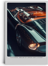 Paul Sinus Leinwandbild 60x90cm Leinwandbild Klassischer Traum aus Geschwindigkeit und Luxus – Elegantes Retro-Sportwagen-Design, glänzende Karosserie