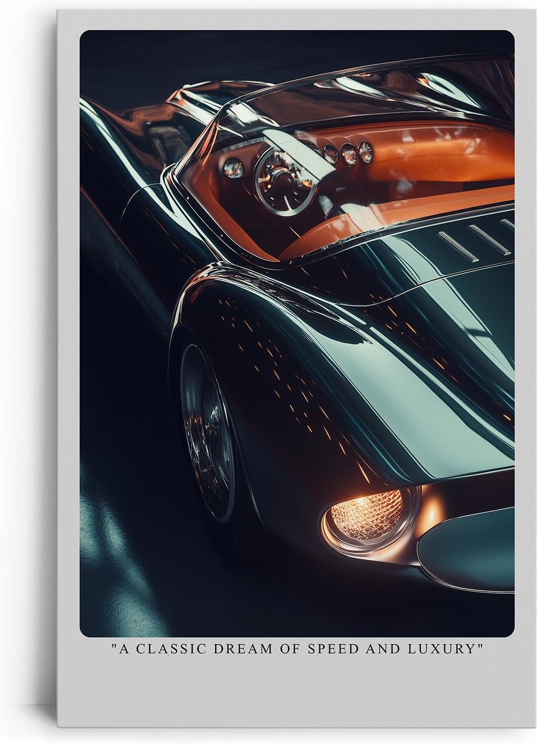 Paul Sinus Leinwandbild 60x90cm Leinwandbild Klassischer Traum aus Geschwindigkeit und Luxus – Elegantes Retro-Sportwagen-Design, glänzende Karosserie