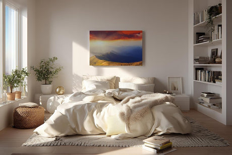 Sinus Art Wandbild 120x80cm Imposanter Sonnenaufgang mit leuchtendem Horizont und tiefer Perspektive