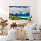 Paul Sinus Wandbild 120x80cm Berg Bergsee Alaska Natur Schneegipfel Wald See