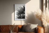 Paul Sinus Wandbild in 40x60cm Palm Shadows – Schwarz-weißes Palmenblattmotiv mit markanten Lichtund Schattenspielen