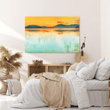 Paul Sinus Wandbild 120x80cm Sonnendämmerung Berge Abendröte See Natur roter Himmel