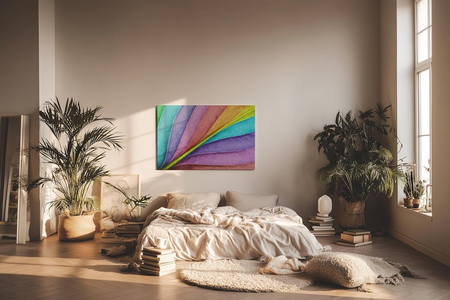 Sinus Art Wandbild 120x80cm Farbverlauf in leuchtenden Fächerformen – modern, verspielt und stilvoll