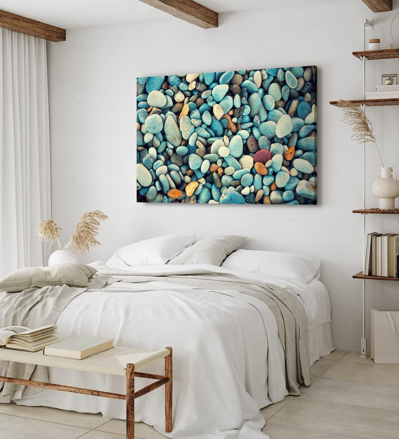 Paul Sinus Wandbild 120x80cm Runde Steine Strand Fotokunst Kunstvoll Modern