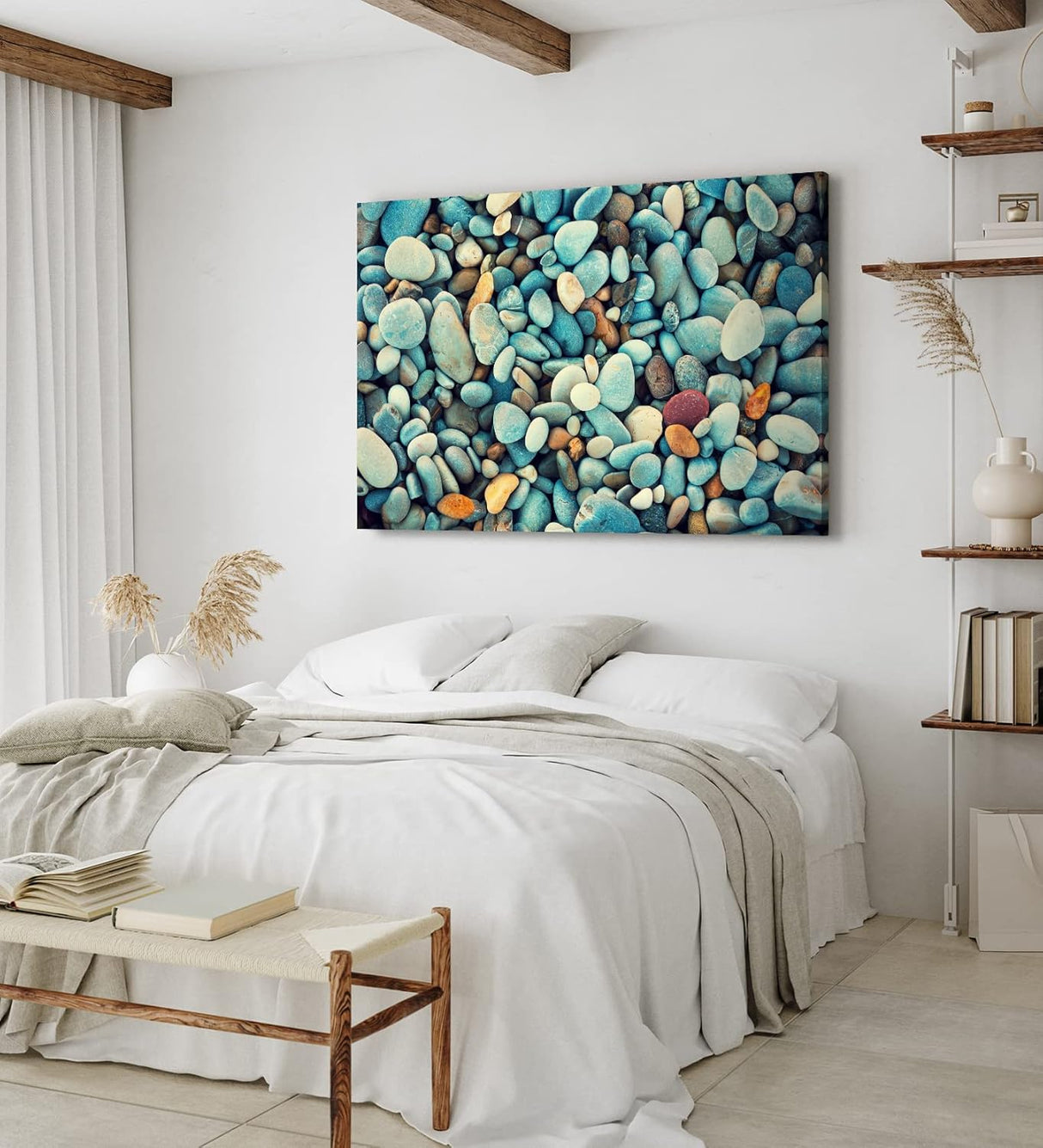 Paul Sinus Wandbild 120x80cm Runde Steine Strand Fotokunst Kunstvoll Modern