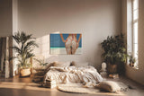 Sinus Art Wandbild 120x80cm Sandbedeckter Rücken in rotem Bikini bringt Sommer, Sonne und Strandgefühl direkt ins Haus