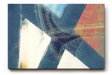 Sinus Art Wandbild 120x80cm Überschneidende Dreiecke in Blau, Weiß und Orange mit pastosen Farbspuren
