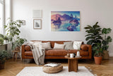 Sinus Art Wandbild 120x80cm Bergsee mit kleinen Inseln und sanfter Lichtstimmung – romantisch und naturverbunden