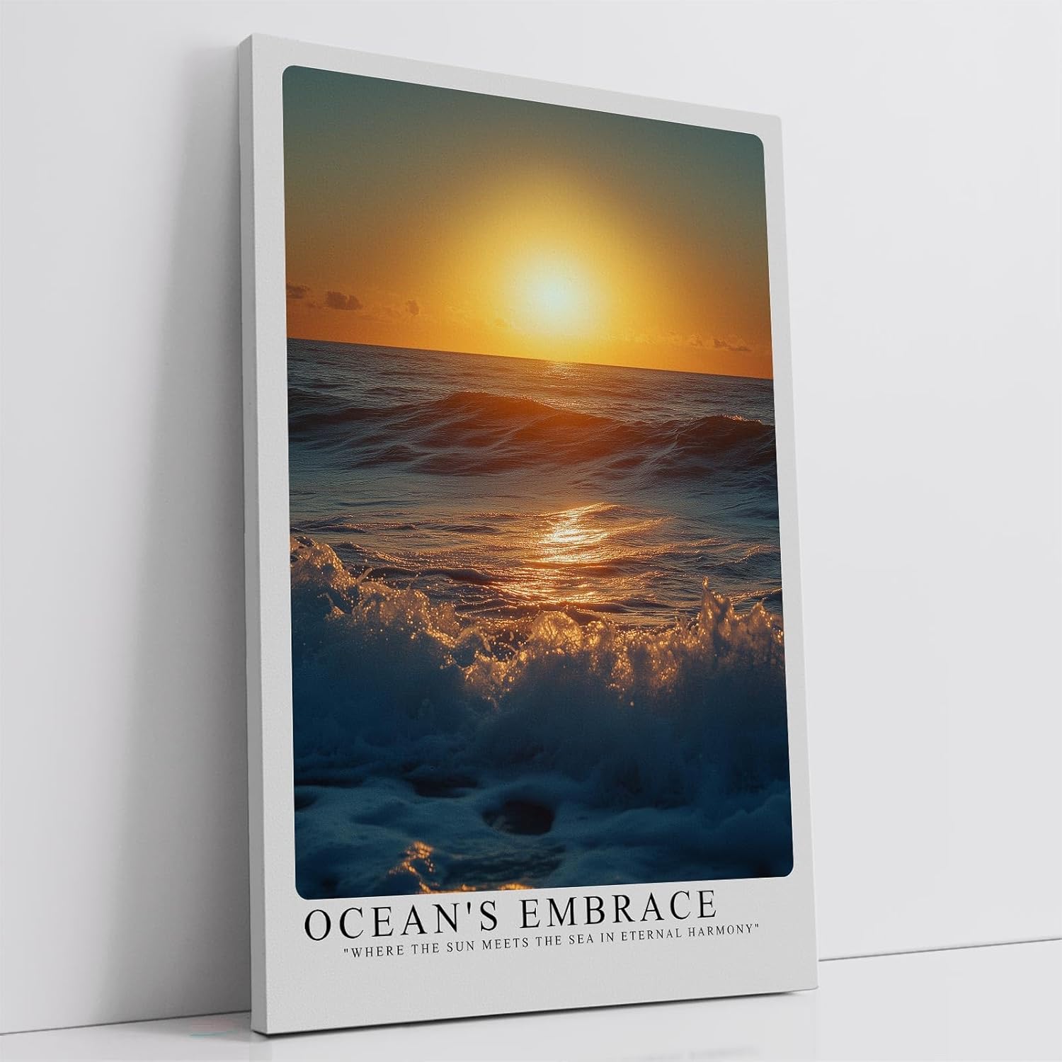 Paul Sinus Leinwandbild 60x90cm Ocean’s Embrace – Faszinierendes Meerespanorama mit sanften Wellen, goldenem Sonnenlicht