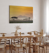 Paul Sinus Wandbild 120x80cm Afrika Mount Kenya Burkea Bäume Wildnis Abenddämmerung