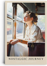 Paul Sinus Leinwandbild 60x90cm Leinwandbild Nostalgic Journey Retro Vintage Eleganz Romantik Bahnreise Nostalgie Stilvolle Frau Impressionismus Zeitreise