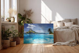 Sinus Art Wandbild 120x80cm Faszinierendes Tropenmotiv mit türkisfarbenem Wasser und exotischer Vegetation