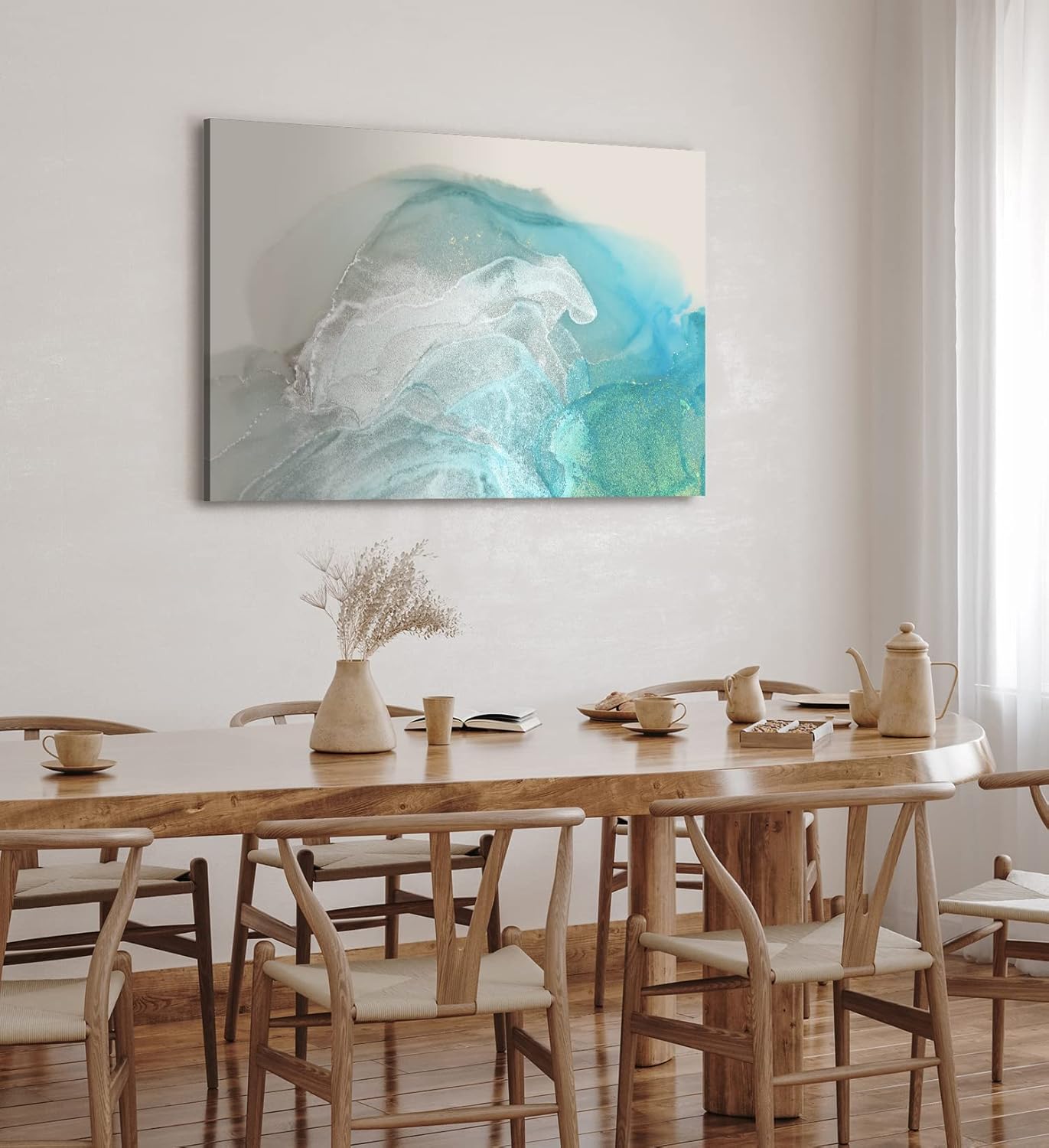 Paul Sinus Wandbild 120x80cm Abstraktes Bild Türkis Hellblau fließende Farben