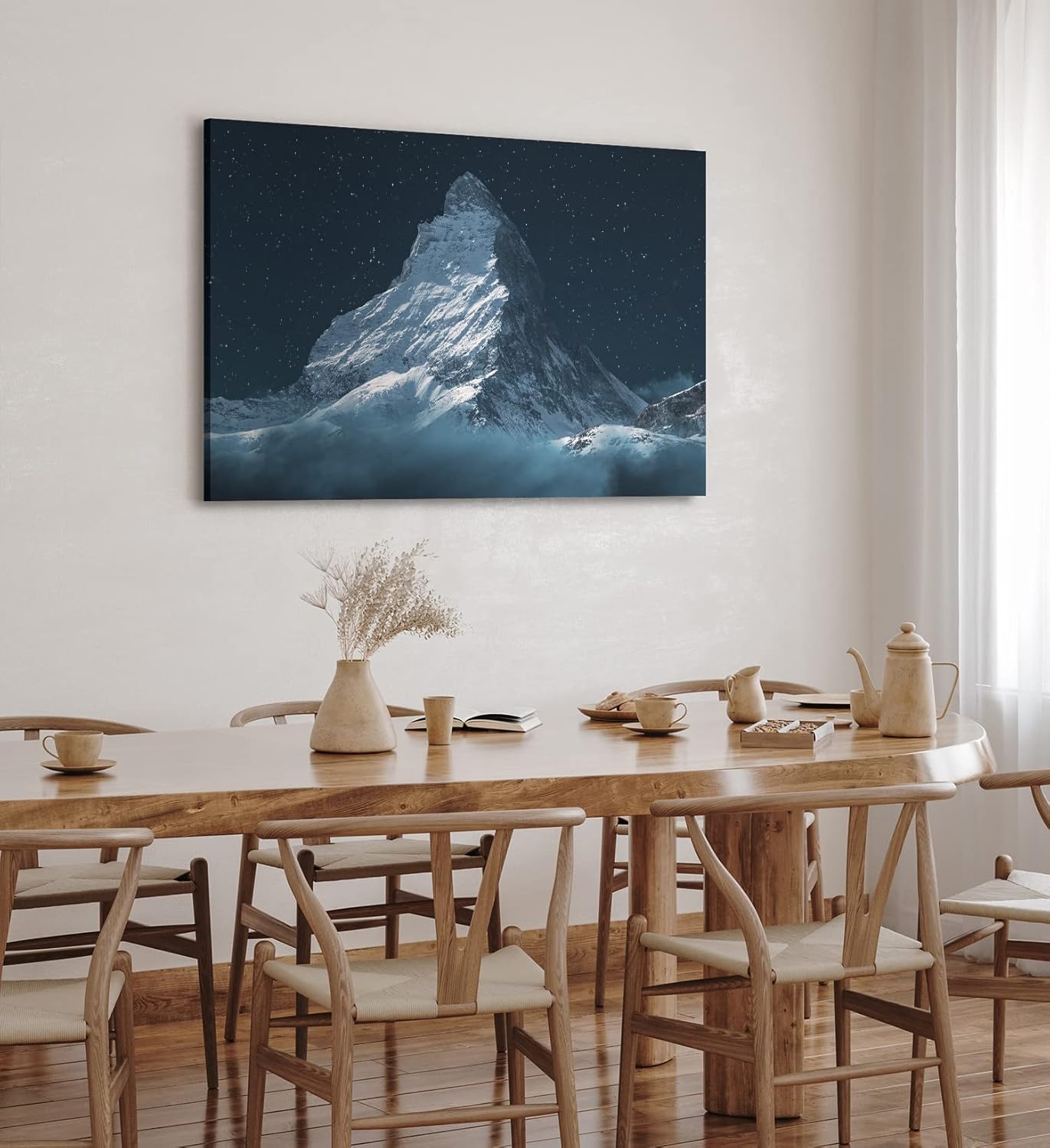 Paul Sinus Wandbild 120x80cm Matterhorn bei Nacht Berggipfel Sternenhimmel Sterne