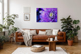 Sinus Art Wandbild 120x80cm Faszinierende Makroaufnahme einer violetten Blüte mit feinen Strukturen und natürlicher Tiefe