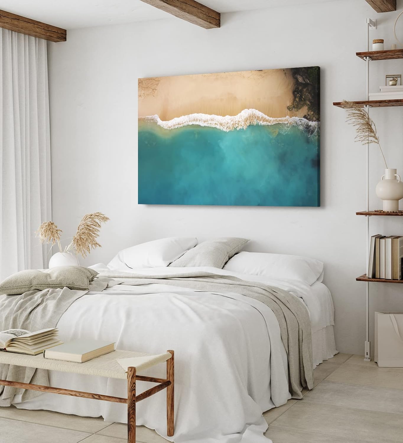 Paul Sinus Wandbild 120x80cm Strand aus der Vogelperspektive Türkis Meer Ozean Sandstrand