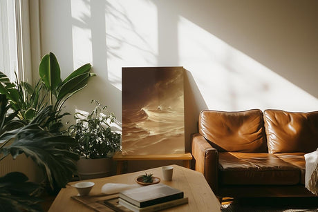Paul Sinus 60x90cm Wandbild, Atemberaubende Energie in Fokuswellen – Naturgewalt in goldbrauner Ästhetik