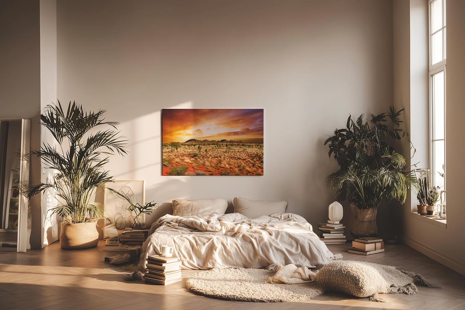 Sinus Art Wandbild 120x80cm Das warme Licht des Sonnenuntergangs verleiht der Szene Tiefe und emotionale Wärme