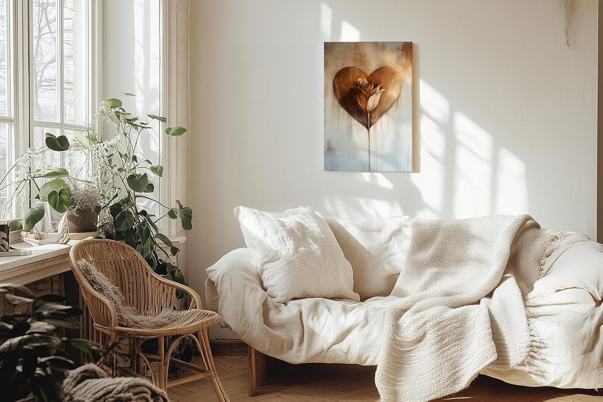 Paul Sinus 60x90cm Wandbild Herzensrose in Kupfer – Ausdrucksvolle Wandkunst mit stilisierter Blume