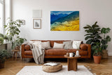 Sinus Art Wandbild 120x80cm Beeindruckende Landschaftskomposition mit leuchtenden Farbzonen und Tiefenstaffelung