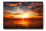 Sinus Art Wandbild 120x80cm Imposanter Sonnenuntergang mit Spiegelungen auf der Wasseroberfläche und fliegenden Vögeln