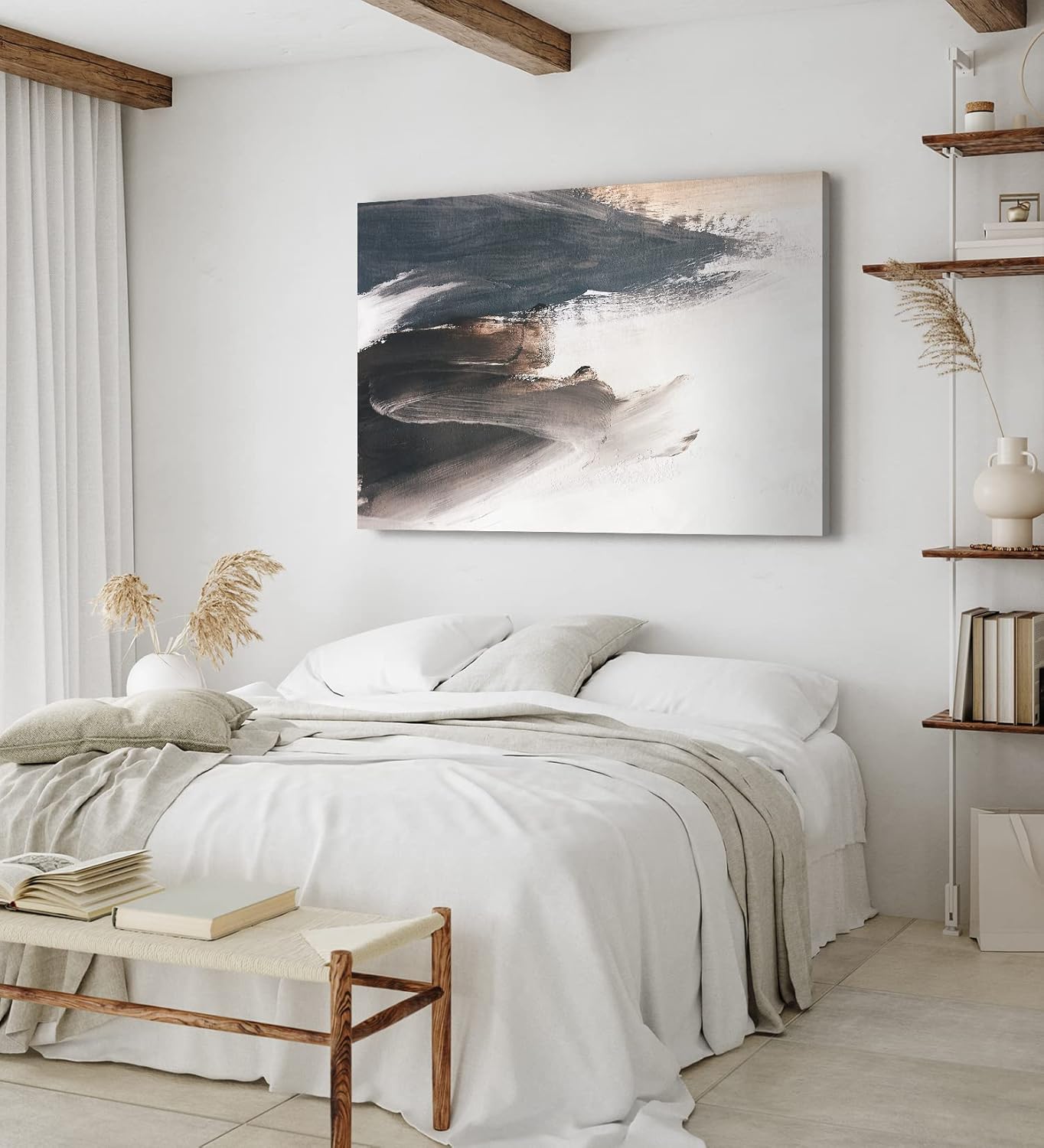 Paul Sinus Wandbild 120x80cm Kunstvolle Pinselstriche Grau Schwarz Abstrakt