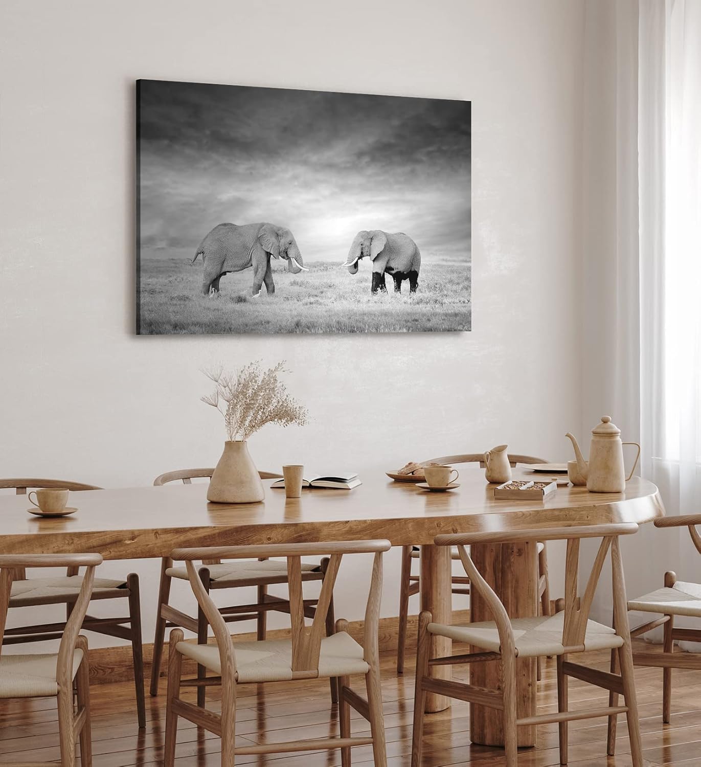 Paul Sinus Wandbild 120x80cm Zwei Elefanten Schwarz Weiß Afrika Tierfotografie