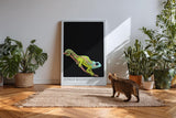 Paul Sinus Kunstdruck 40x60cm Jungle Balance mit Chamäleon auf Ast vor schwarzem Hintergrund