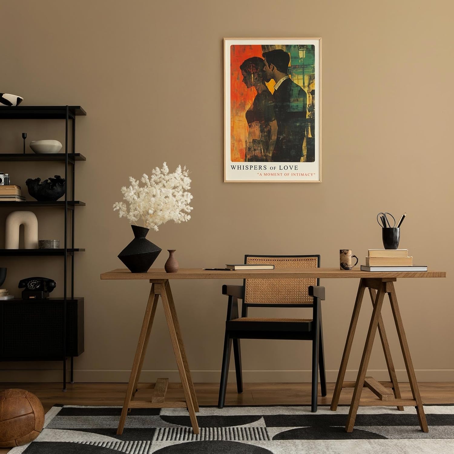 Paul Sinus Leinwandbild 60x90cm Leinwandbild Whispers of Love romantische Kunst intime Eleganz stilvolle Ästhetik abstrakte Silhouetten