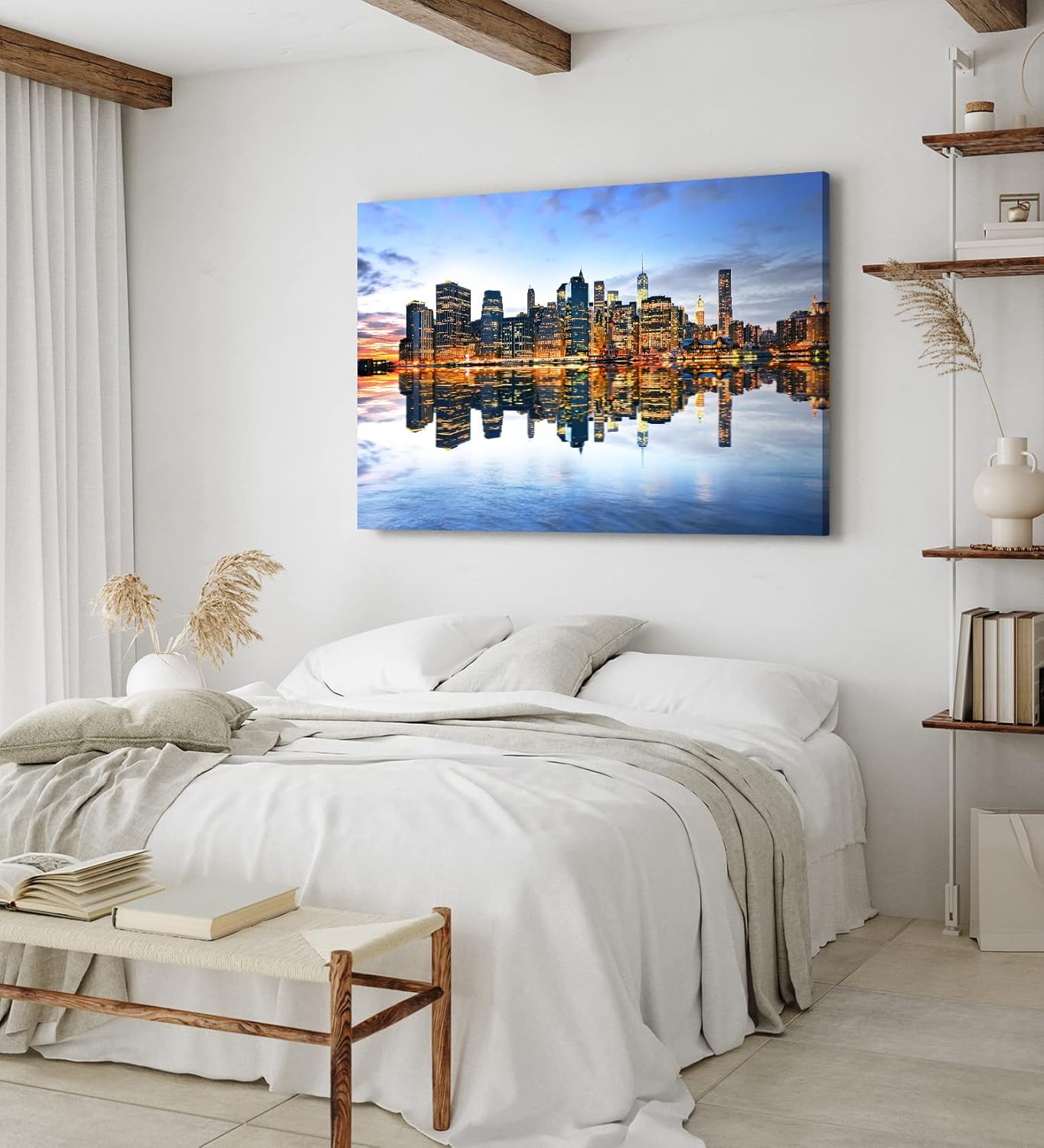 Paul Sinus Wandbild 120x80cm Manhattan Skyline New York Nacht Wolkenkratzer