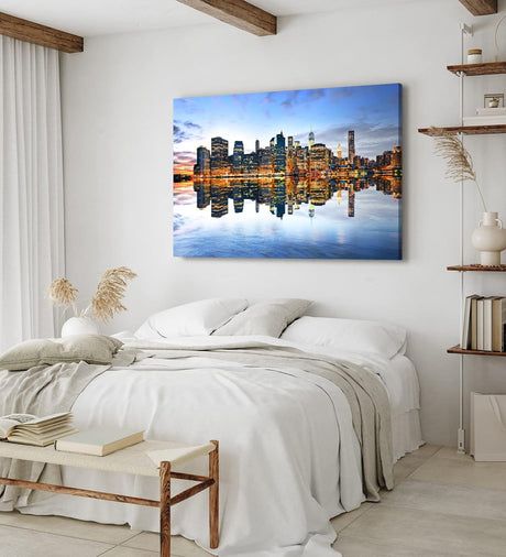 Paul Sinus Wandbild 120x80cm Manhattan Skyline New York Nacht Wolkenkratzer