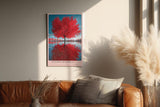 Paul Sinus Wandbild in 40x60cm Autumn's Heartbeat Roter Herbstbaum mit Spiegelung im Wasser unter blauem Himmel für elegante Wohnraumgestaltung