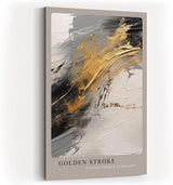 Paul Sinus Kunstdruck 40x60cm Golden Stroke – Ausdrucksstarke goldene Pinselstruktur auf abstrakter Textur in Schwarz-Weiß