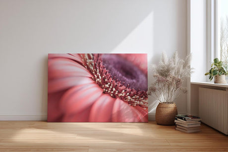 Sinus Art Wandbild 120x80cm Detailreiche Makroaufnahme einer Blüte mit sanfter Eleganz und organischer Struktur
