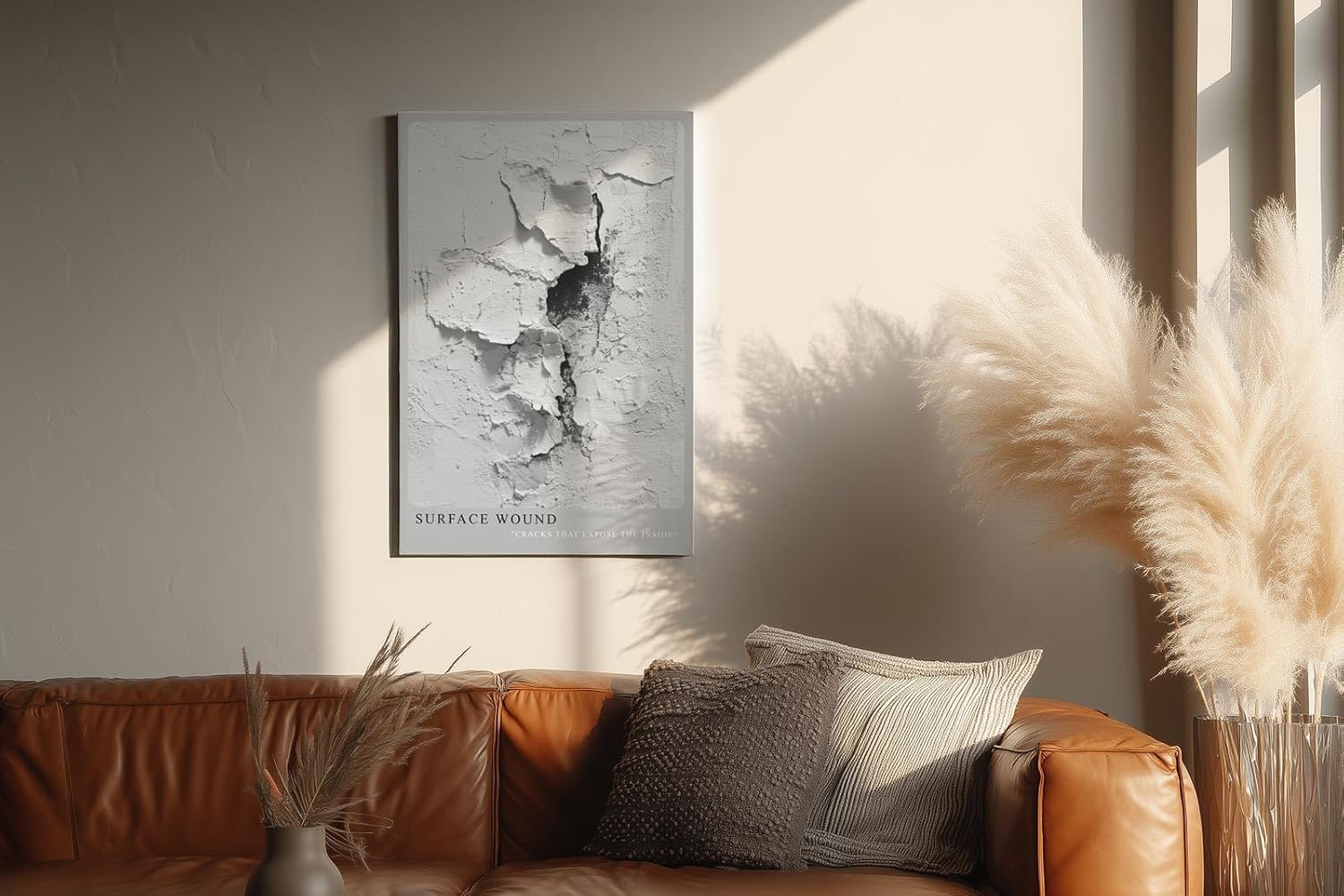 Paul Sinus Wandbild in 40x60cm Surface Wound Strukturiertes Wandmotiv mit sichtbarem Riss