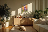 Paul Sinus Kunstdruck 40x60cm Spring Bloom – Farbenfrohe Frühlingsblüten in leuchtenden Orange- und Violetttönen als Malerei