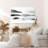 Paul Sinus Wandbild 120x80cm Berge Nebel Schwarz Weiß Berglandschaft Kunstvoll