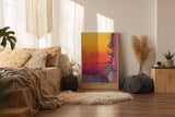 Paul Sinus Wandbild in 40x60cm Burning Layers Abstrakte Nahaufnahme einer farbintensiven, verwitterten Oberfläche in Gelb-, Orangeund Pinktönen