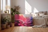 Sinus Art Wandbild 120x80cm Künstlerische Darstellung einer roten Blüte mit Lichtakzenten und unscharfen Strukturen