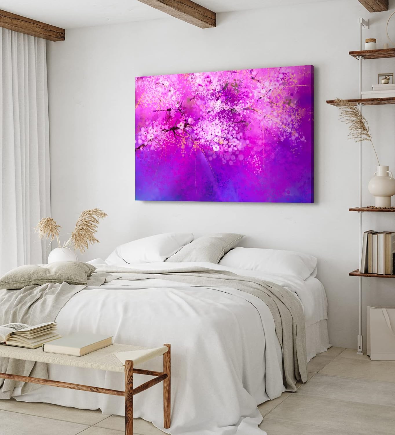Paul Sinus Wandbild 120x80cm Baumblüten Violett Kunstvoll Abstrakt Rosa Blüten Frühling