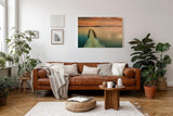 Sinus Art Wandbild 120x80cm Der verfallene Holzsteg führt ins ruhige Wasser und lädt zur inneren Einkehr ein